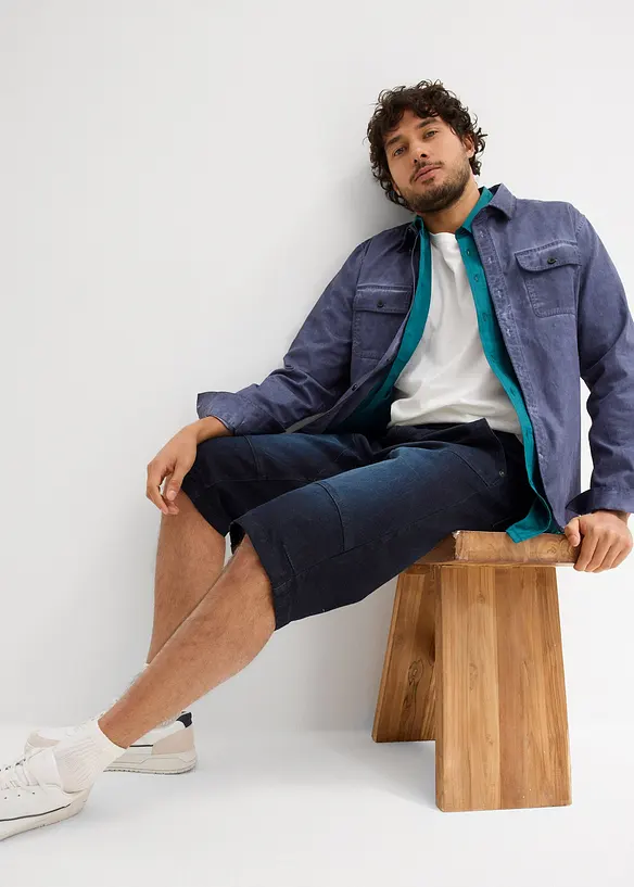 Long bermuda en jean extensible, Regular, bonprix