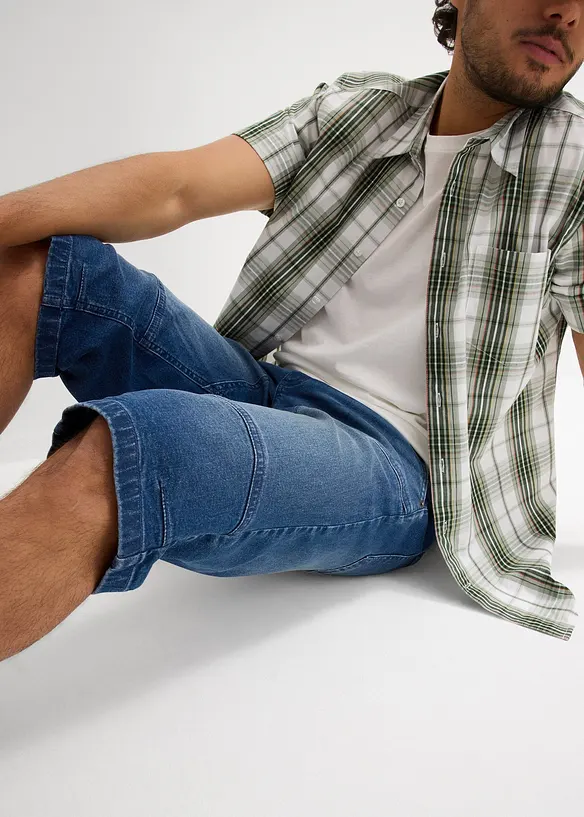 Long bermuda en jean extensible, Regular, bonprix