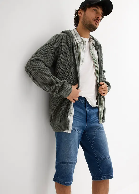 Long bermuda en jean extensible, Regular, bonprix