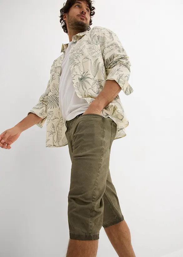 Bermuda long en toile délavée, regular, bonprix