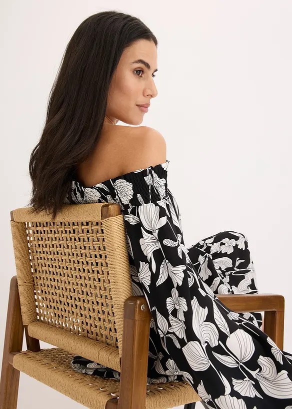 Robe imprimée col Bardot, bonprix