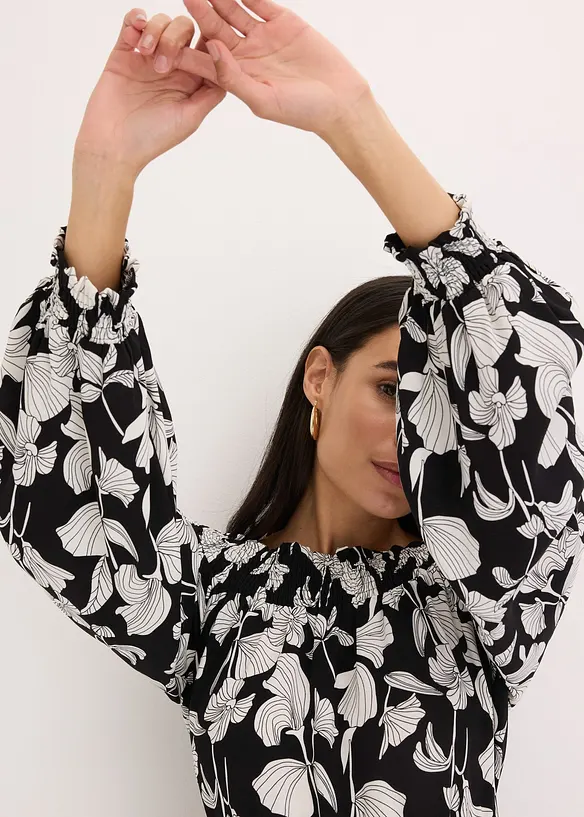 Robe imprimée col Bardot, bonprix