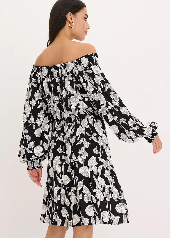 Robe imprimée col Bardot, bonprix