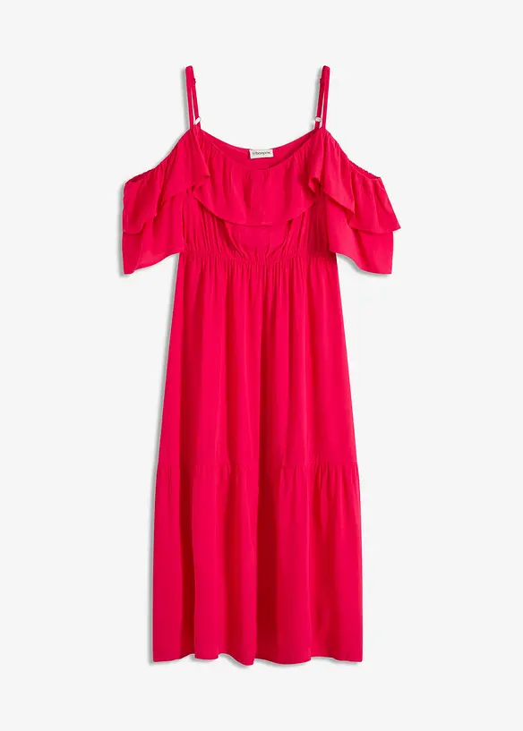 Robe à volants en viscose texturée, bonprix