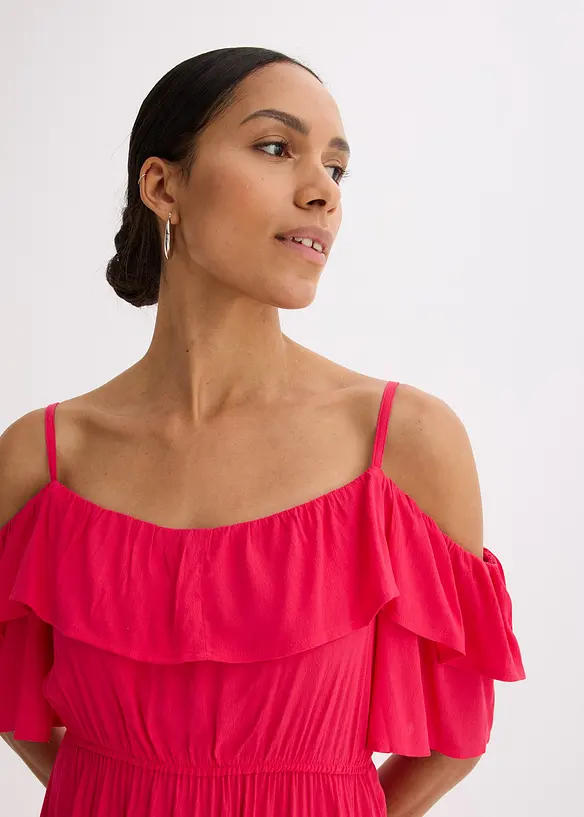 Robe à volants en viscose texturée, bonprix