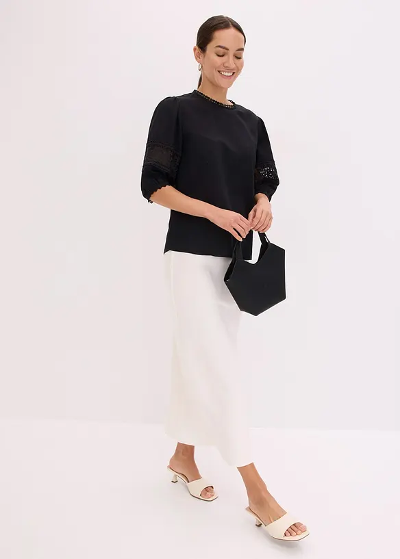 Blouse manches courtes contenant du lin, bonprix