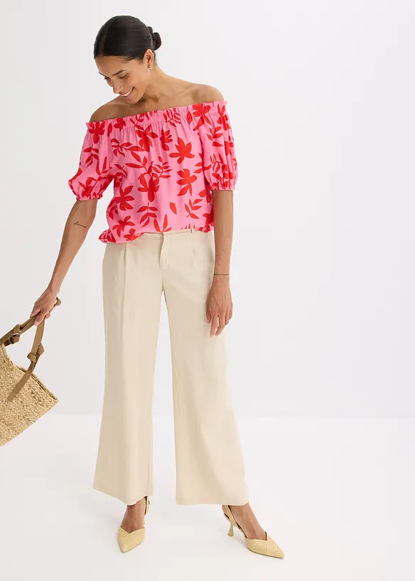 Blouse col Bardot imprimée en viscose mélangée, bonprix