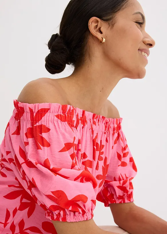 Blouse col Bardot imprimée en viscose mélangée, bonprix