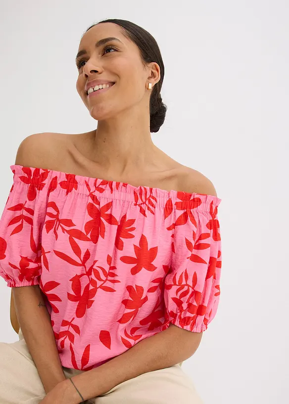 Blouse col Bardot imprimée en viscose mélangée, bonprix