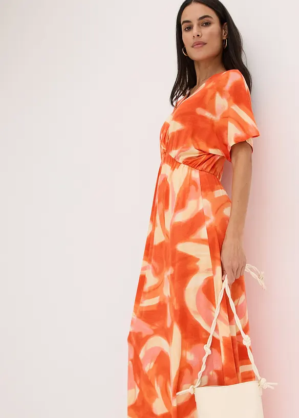 Robe longue à imprimé batik, en viscose douce et extensible, bonprix