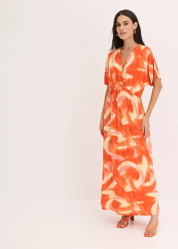Robe longue à imprimé batik, en viscose douce et extensible, bonprix
