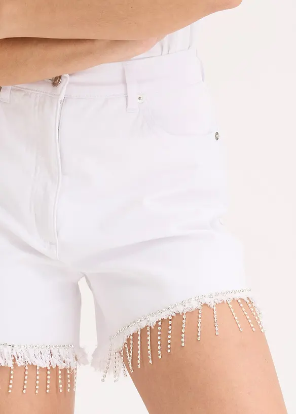 Short avec franges de chaînes à strass, bonprix