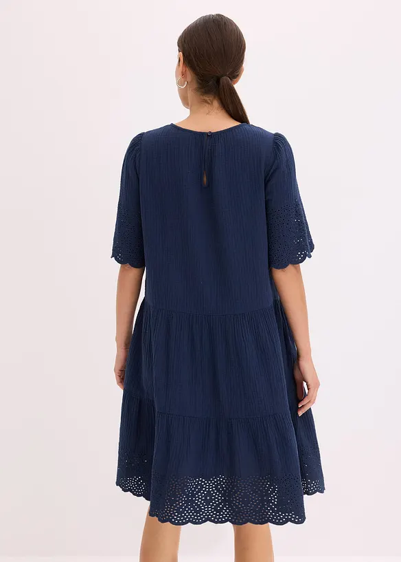 Robe en gaze de coton à broderies anglaises, bonprix