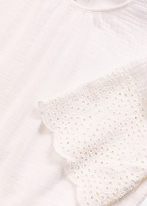 Robe en gaze de coton &agrave; broderies anglaises, bonprix