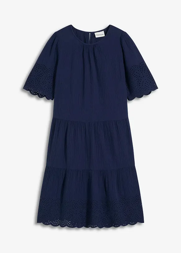 Robe en gaze de coton à broderies anglaises, bonprix