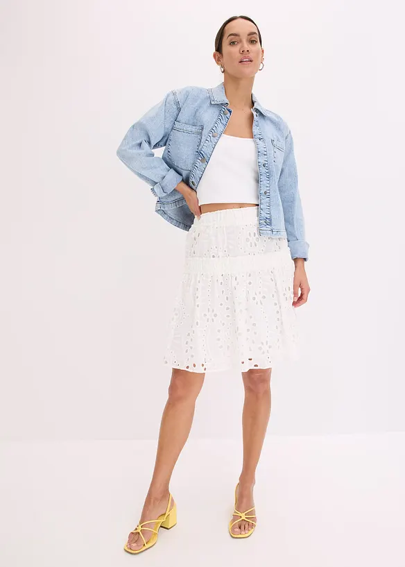 Mini-jupe en broderie anglaise, bonprix