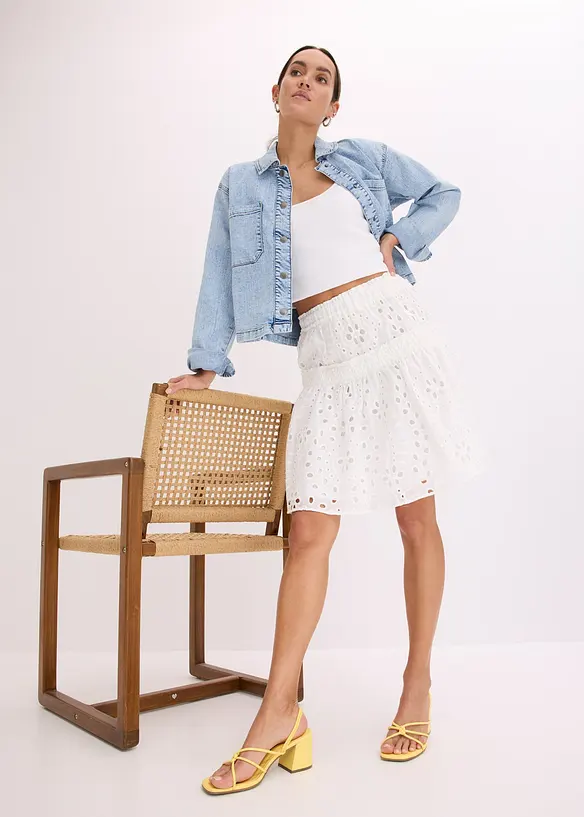 Mini-jupe en broderie anglaise, bonprix