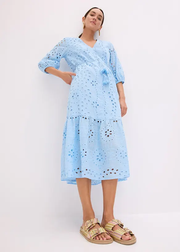 Robe midi à broderies anglaises, bonprix