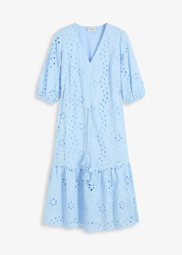 Robe midi à broderies anglaises, bonprix