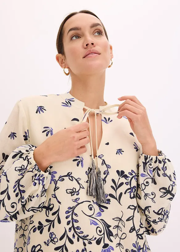 Robe courte bohème, aspect lin, bonprix