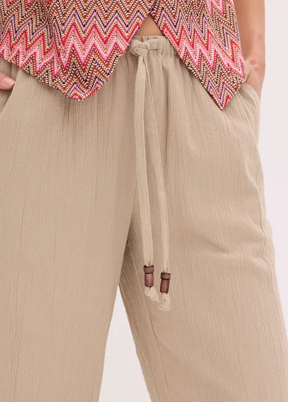 Pantalon large et textur&eacute;, bonprix