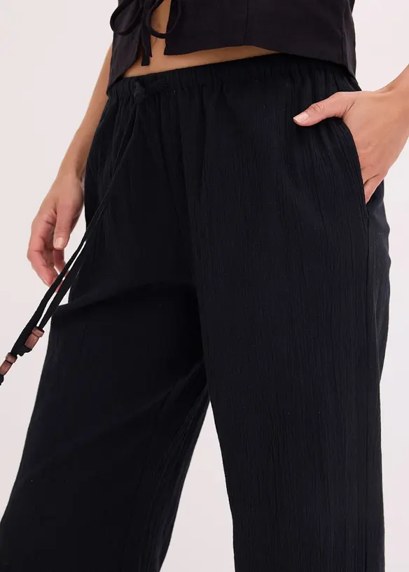 Pantalon large et texturé, bonprix