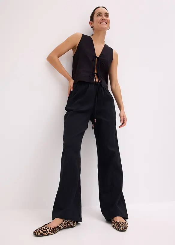 Pantalon large et texturé, bonprix