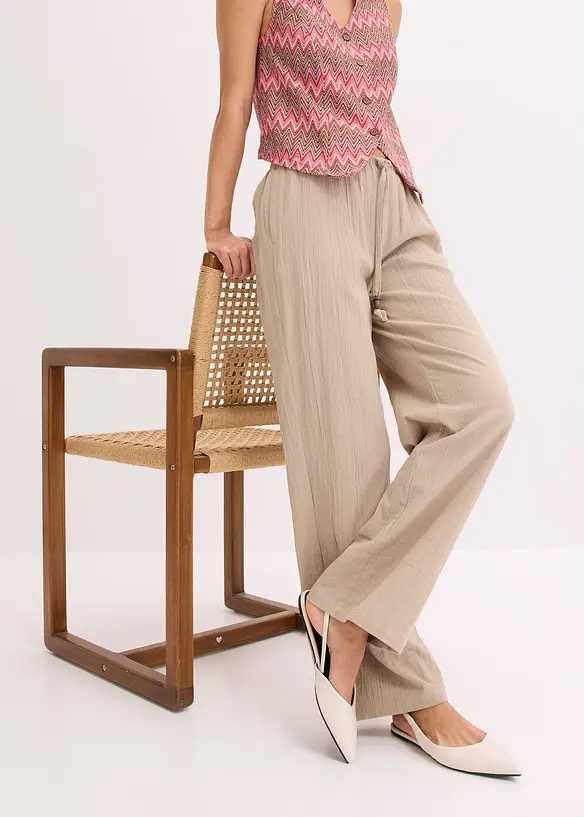 Pantalon large et textur&eacute;, bonprix