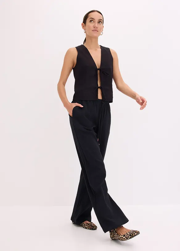 Pantalon large et texturé, bonprix