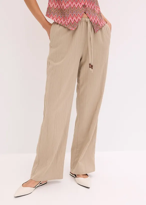 Pantalon large et textur&eacute;, bonprix