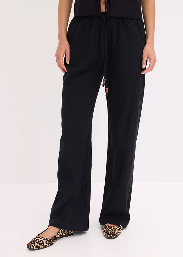 Pantalon large et texturé, bonprix