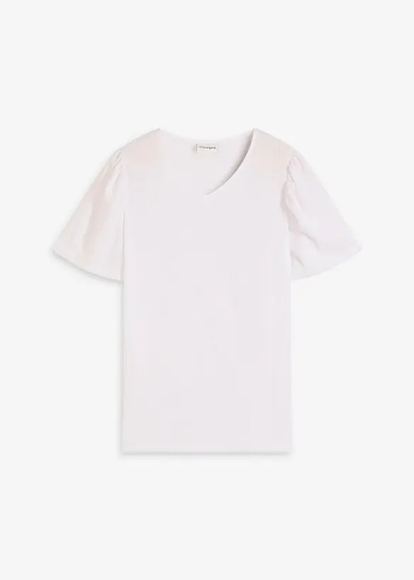 T-shirt en crêpe texturé à manches papillon, bonprix