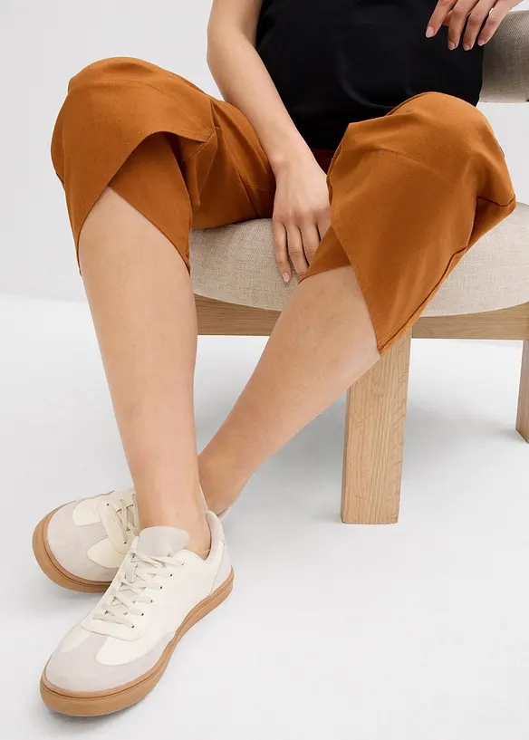 Pantalon de grossesse avec bandeau, en lin et coton, bonprix