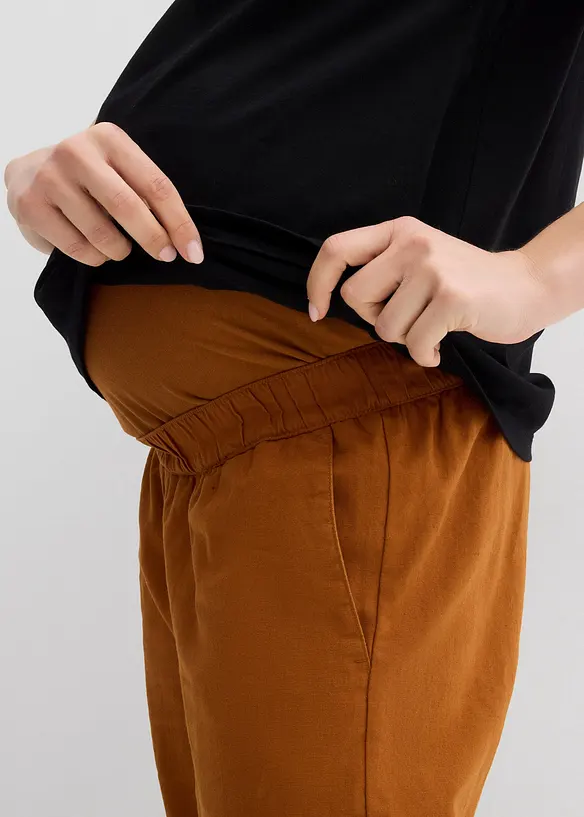 Pantalon de grossesse avec bandeau, en lin et coton, bonprix
