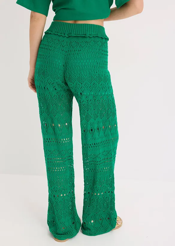 Pantalon en maille ajourée à taille élastiquée, bonprix