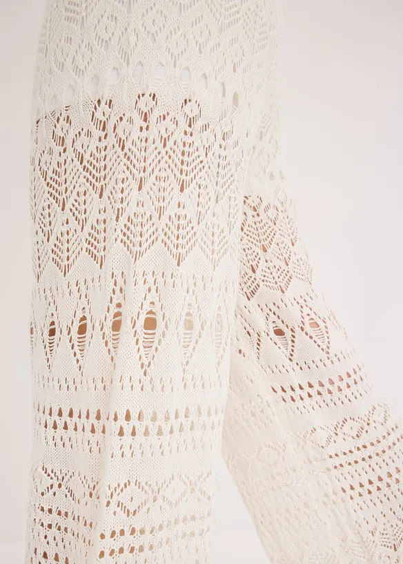 Pantalon en maille ajourée à taille élastiquée, bonprix