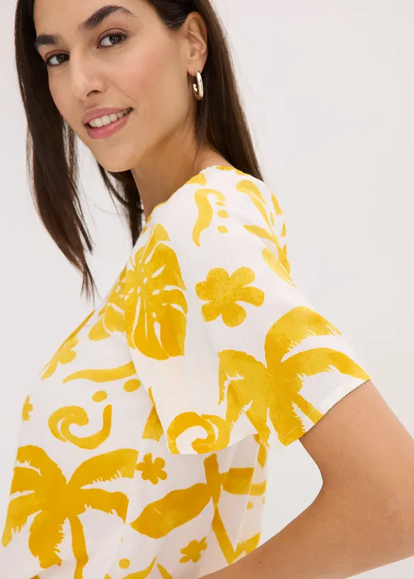 Blouse à encolure asymétrique en viscose texturée, bonprix