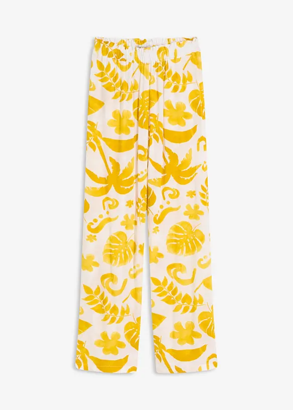 Pantalon large imprimé en viscose texturée, bonprix