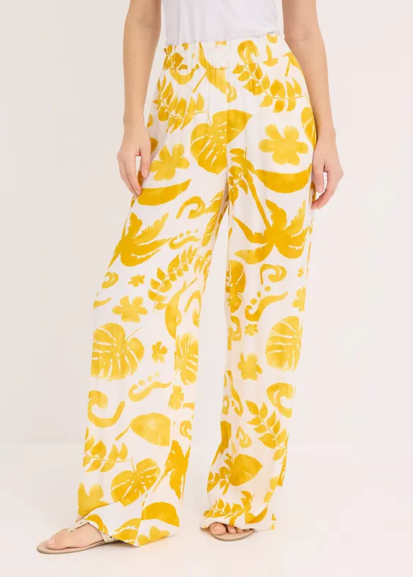Pantalon large imprimé en viscose texturée, bonprix
