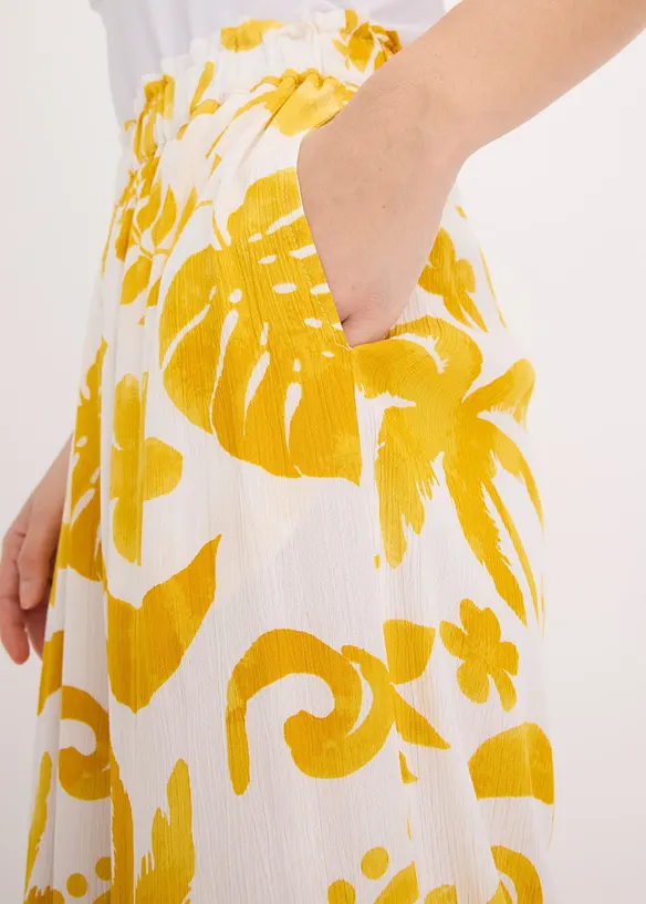 Pantalon large imprimé en viscose texturée, bonprix