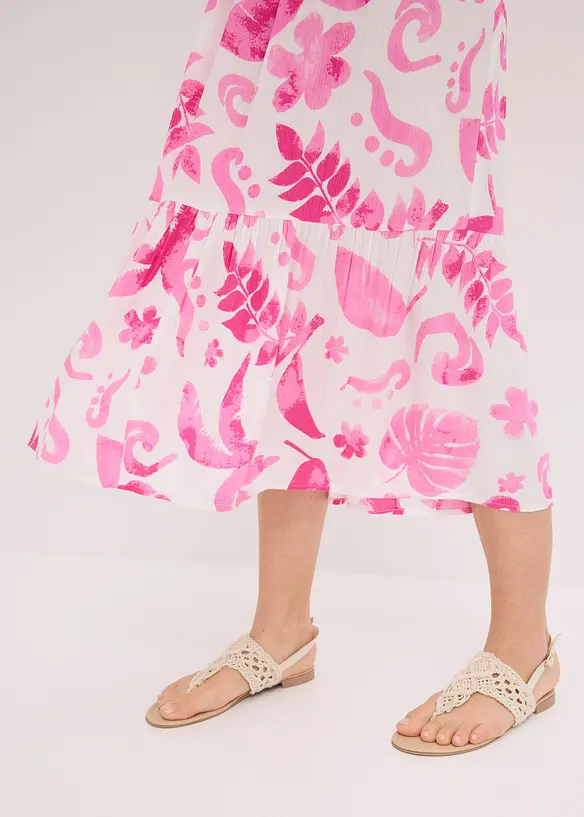 Robe asym&eacute;trique imprim&eacute;e en viscose textur&eacute;e, bonprix