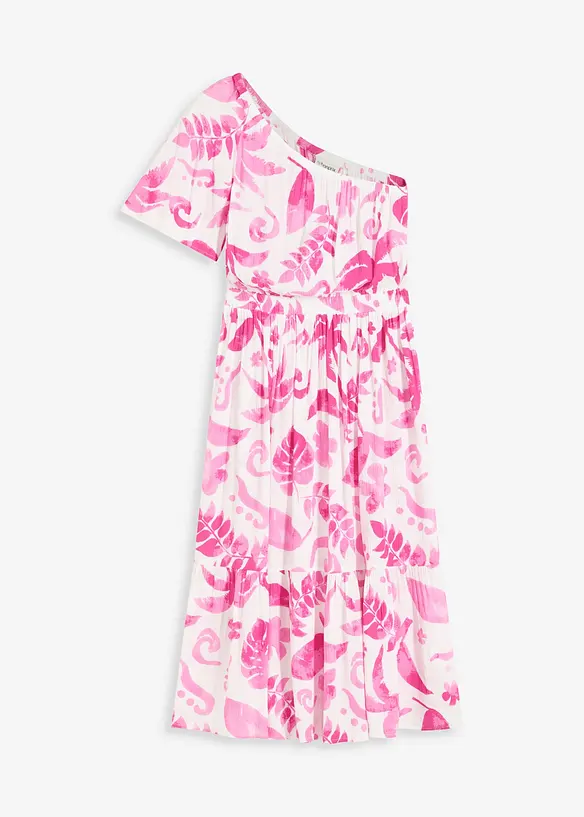 Robe asym&eacute;trique imprim&eacute;e en viscose textur&eacute;e, bonprix