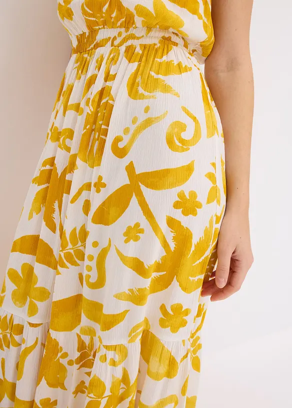 Robe asymétrique imprimée en viscose texturée, bonprix