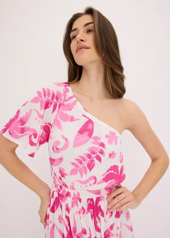 Robe asym&eacute;trique imprim&eacute;e en viscose textur&eacute;e, bonprix