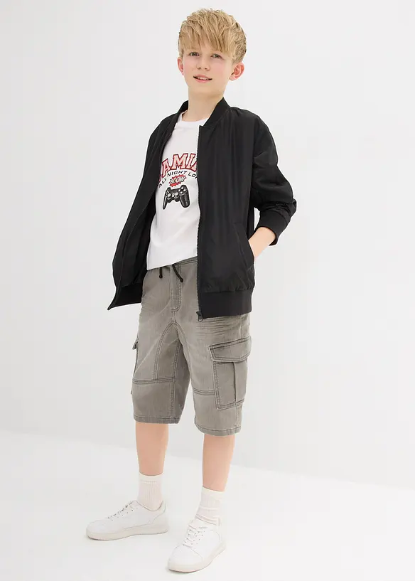 Bermuda jean en molleton, Regular, bonprix