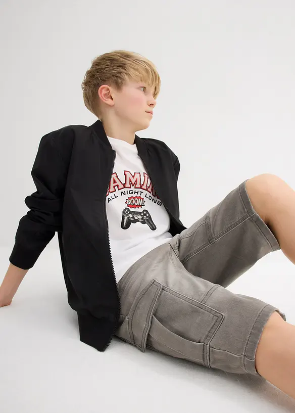 Bermuda jean en molleton, Regular, bonprix