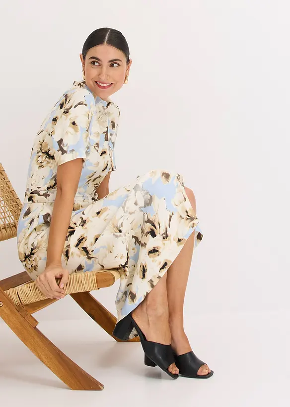 Robe-chemise en viscose avec ceinture à nouer (2 pces), bonprix