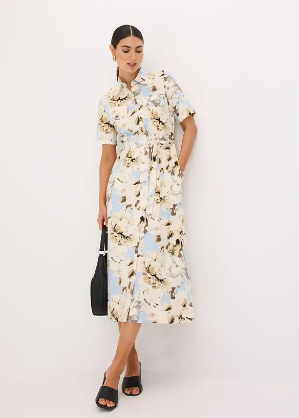 Robe-chemise en viscose avec ceinture à nouer (2 pces), bonprix