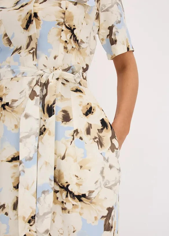 Robe-chemise en viscose avec ceinture à nouer (2 pces), bonprix