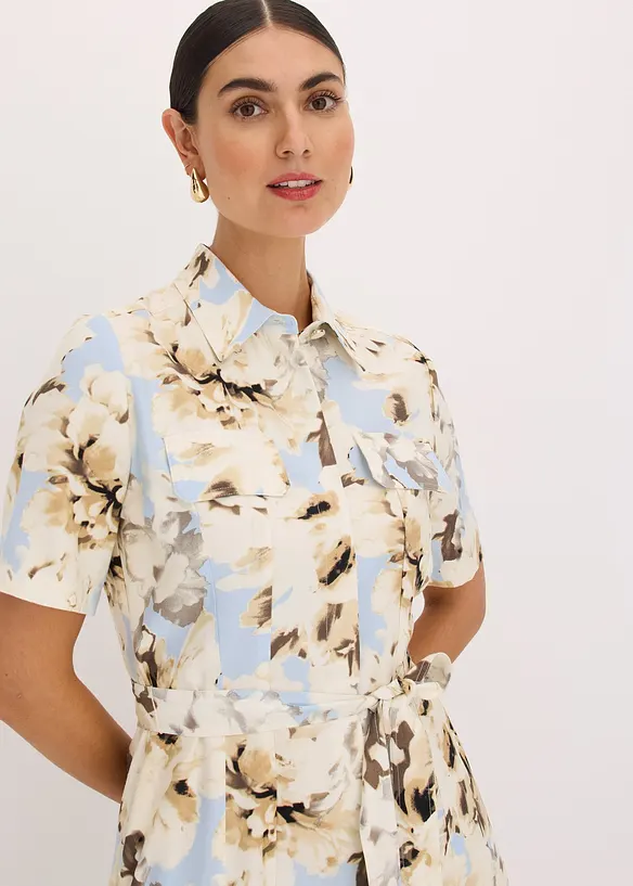 Robe-chemise en viscose avec ceinture à nouer (2 pces), bonprix